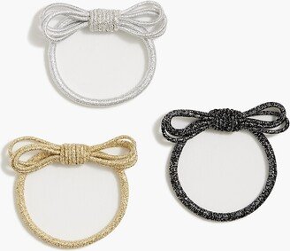 Women's Glitter Bow Hair Ties Set-Of-Three