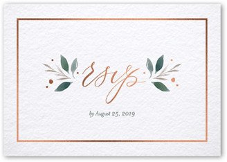 Rsvp Cards: Brushed Botanicals Wedding Response Card, Rose Gold Foil, White, Matte, Signature Smooth Cardstock, Square