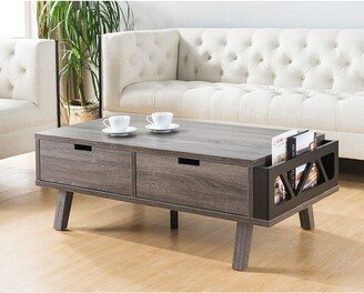 Q-Max Smart Home Furniture Distressed Grey Living Room Drawers Coffee Table