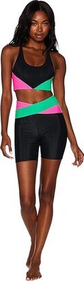 Cora Bike Shorts (Watermelon Color-Block) Women's Clothing