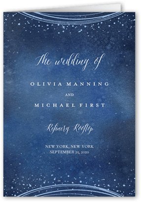Wedding Program Cards: Resplendent Night Wedding Program, Blue, 5X7, Matte, Folded Smooth Cardstock, Square
