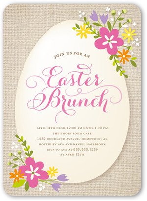 Easter Invitations: Easter Blooms Easter Invitation, Beige, Matte, Signature Smooth Cardstock, Rounded
