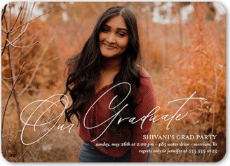 Graduation Invitations: Iconic Penmanship Graduation Invitation, White, 5X7, Matte, Signature Smooth Cardstock, Rounded