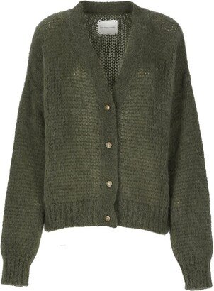 V-Neck Brushed Knitted Cardigan