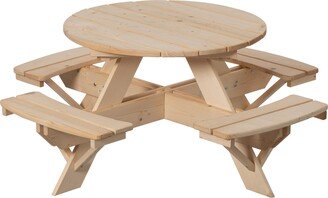 Wooden Kids Round Picnic Table Bench, Outdoor Children's Backyard Table, Crafting, Dining, and Playtime Patio Table-AA