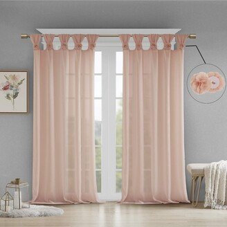 Gracie Mills Rosette Floral Twist Tab Top Window Panel, Blush - 50x95