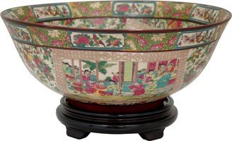 Porcelain 14-inch Rose Medallion Bowl