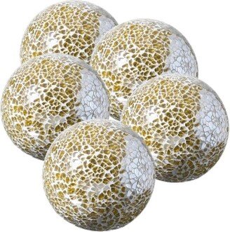 Whole Housewares 3'' Decorative Balls for Centerpiece Bowls - Set of 5 - Gold