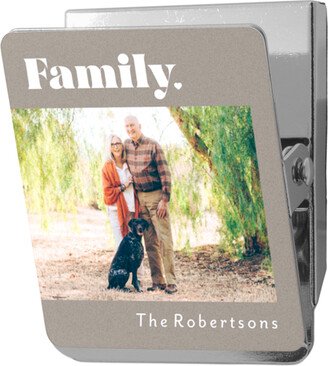Magnets: Family Heart Clip Magnet, 2X2.5, Gray