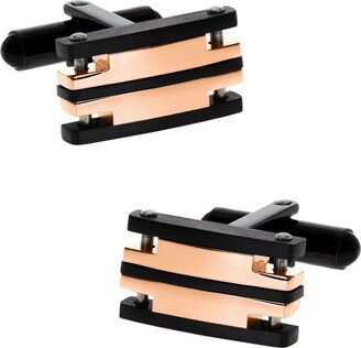 Sutton Stainless Steel Black And Rose Gold Cufflinks