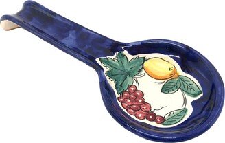 Italian Ceramic Spoon Rest Decorated Fruit Lemon Grape Made in Italy