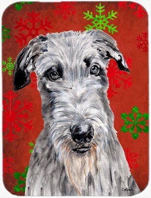 SC9754LCB Scottish Deerhound Large Size Red Snowflakes Holiday Glass Cutting Board