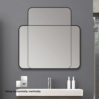 BTCSTAR Black Metal Framed Mirror Rectangle Wall Mount Bathroom Vanity Mirror - 24x32