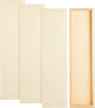 Bright Creations 4 Pack Unfinished Wood Panels for Painting, DIY, Crafts, 6 x23 In, .84 In Thick Deep Cradle Wood Canvas