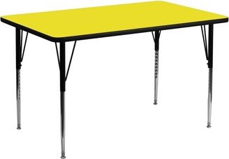 24''W x 48''L Rectangular Yellow HP Laminate Activity Table - Standard Height Adjustable Legs