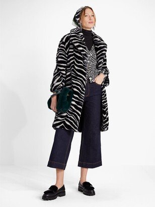 Bold Zebra Faux Fur Coat