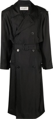 Double-Breasted Long Trench Coat