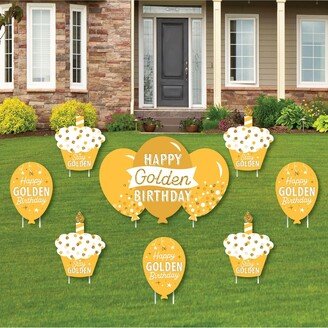 Big Dot Of Happiness Golden Birthday Yard Outdoor Lawn Decor Happy Birthday Party Yard Signs 8 Ct