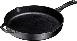 12'' Blue Pre-seasoned Cast Iron Frying Pan - Black