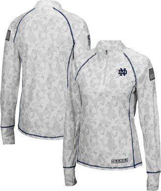 Women's White Notre Dame Fighting Irish Oht Military-Inspired Appreciation Officer Arctic Camo Fitted Lightweight 1/4-Zip Jacket