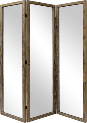 3 Panel Natural Zig Zag Wood Room Divider Screen