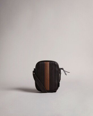 Striped Pu Flight Bag in Brown-Chocolate