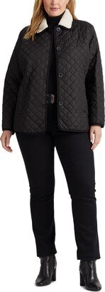 Quilted Jacket with Faux Shearling Collar