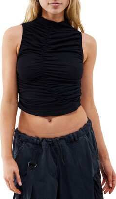 Ruched Washed Cotton Crop Top