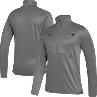 Men's Gray Miami Hurricanes 2023 Sideline Aeroready Half-Zip Top