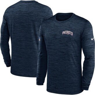 Men's Navy New England Patriots Velocity Athletic Stack Performance Long Sleeve T-shirt