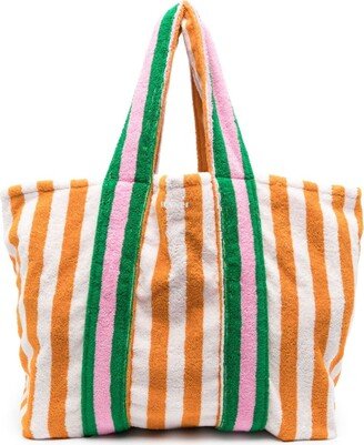 Striped towelling-finish beach bag