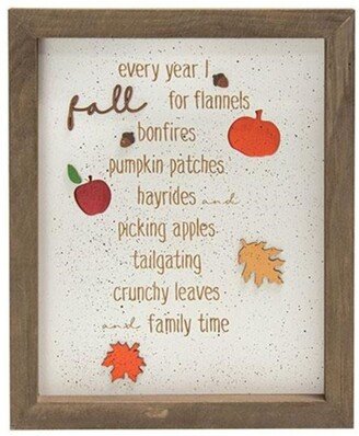 Every Year I Fall Dimensional Wooden Sign - H - 11.50 in. W - 1.00 in. L - 9.50 in.