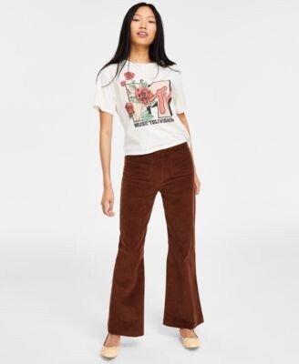 Love Tribe Juniors Mtv T Shirt Self Esteem Juniors Corduroy Flare Leg Pants