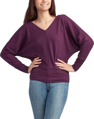 Juniors' Banded-Bottom Textured Top