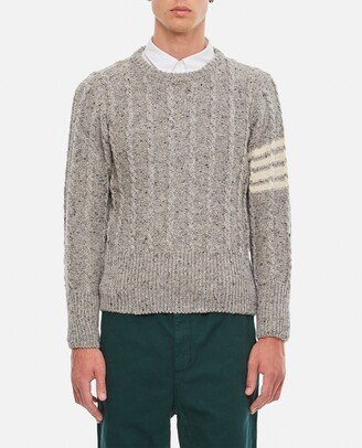 Twist Cable Classic Crew Neck Pullover In Donegal 4 Bar Stripe