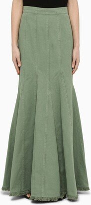 Green cotton long skirt