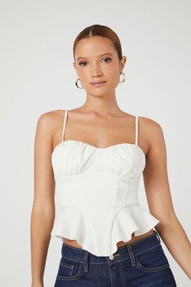 Women's Ruffle-Hem Cropped Cami in White Large