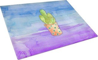 BB7363LCB Cactus Blue And Purple Watercolor Glass Cutting Board