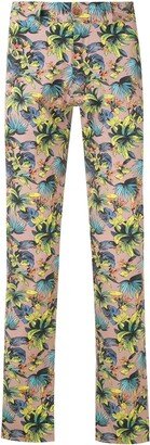 Foliage Print Straight-Leg Trousers