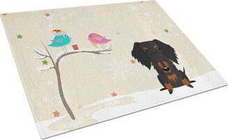 BB2599LCB Christmas Presents Between Friends Wire Haired Dachshund Black & Tan Glass Cutting Board