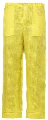 Mesh-Layered Straight-Leg Pants