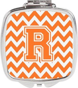 CJ1046-RSCM Letter R Chevron Orange & White Compact Mirror