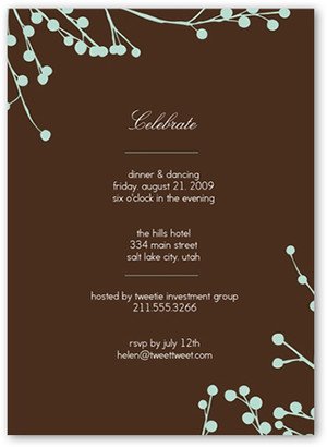 All Occasion Invitations: Mint Blossoms Party Invitation, Brown, Matte, Signature Smooth Cardstock, Square