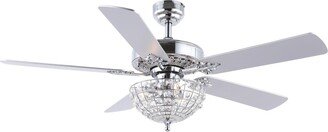 Mandy 3-Light Glam Classic Crystal Dome Shade Led Ceiling Fan with Remote