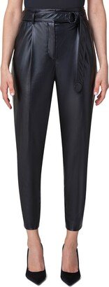 Fred Belted Tapered Faux Leather Ankle Pants