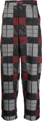 Check-Print Cropped Trousers-AB