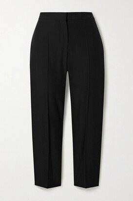 Cropped Woven Straight-leg Pants - Black