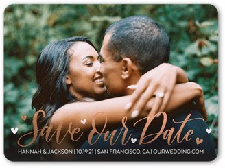 Save The Date Cards: Saved Hearts Save The Date, Beige, 6X8, Matte, Signature Smooth Cardstock, Rounded