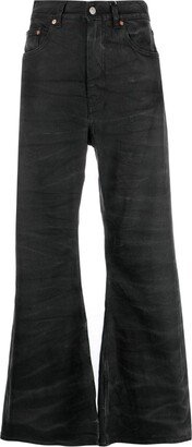 Faded Low-Rise Flared Jeans