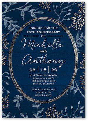 Wedding Anniversary Invitations: Chalk Frame Wedding Anniversary Invitation, Blue, 5X7, Standard Smooth Cardstock, Square